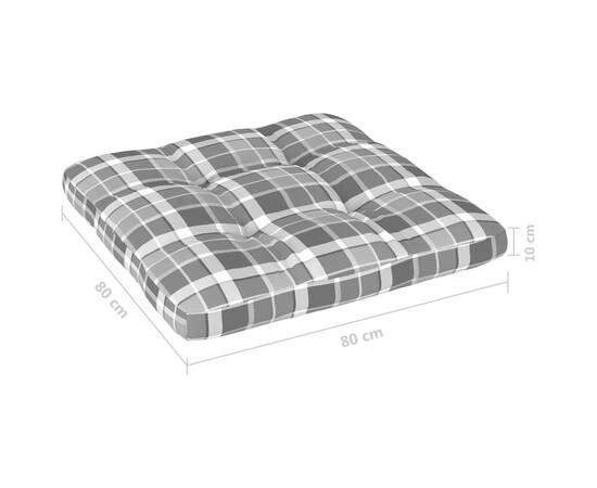 Pernă pentru canapea din paleți, gri carouri, 80 x 80 x 12 cm, 4 image