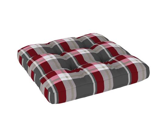 Pernă pentru canapea din paleți, roșu, 60x60x12cm, model carouri, 2 image