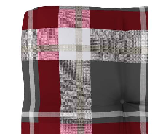 Pernă pentru canapea din paleți, roșu, 60x60x12cm, model carouri, 3 image