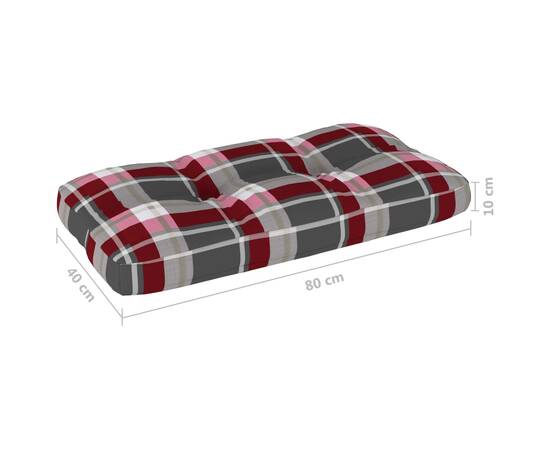 Pernă pentru canapea din paleți, roșu, 80x40x12cm, model carouri, 4 image