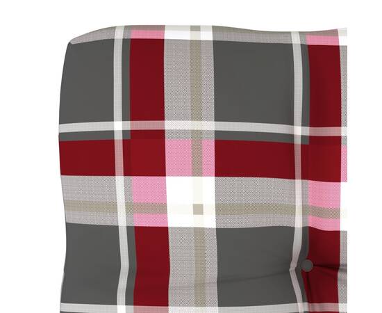 Pernă pentru canapea din paleți, roșu, 80x80x12cm, model carouri, 4 image