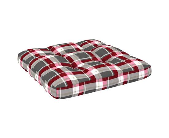 Pernă pentru canapea din paleți, roșu, 80x80x12cm, model carouri, 3 image