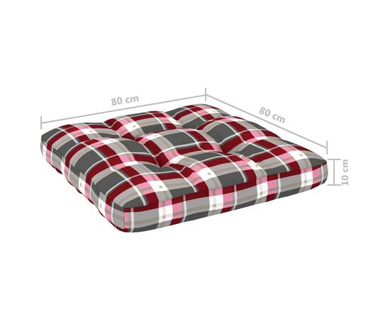 Pernă pentru canapea din paleți, roșu, 80x80x12cm, model carouri, 5 image