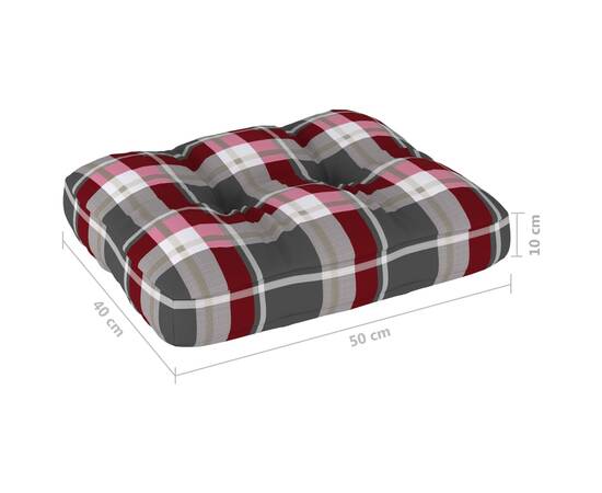 Pernă pentru canapea din paleți, roșu carouri, 50 x 40 x 12 cm, 4 image
