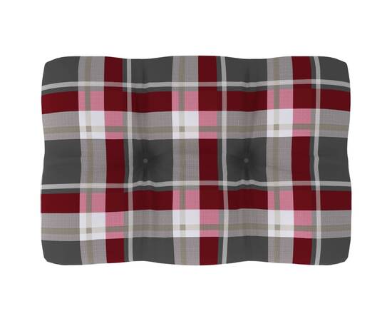 Pernă pentru canapea din paleți, roșu carouri, 60 x 40 x 12 cm