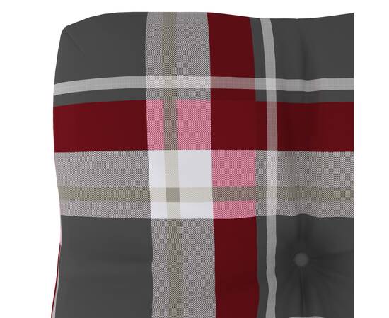 Pernă pentru canapea din paleți, roșu carouri, 60 x 40 x 12 cm, 3 image