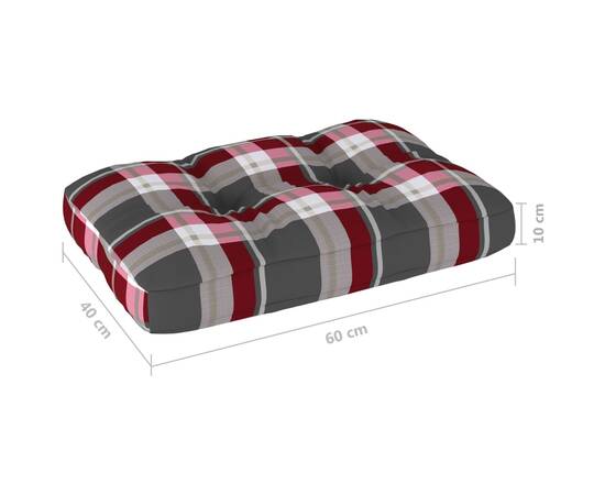 Pernă pentru canapea din paleți, roșu carouri, 60 x 40 x 12 cm, 4 image