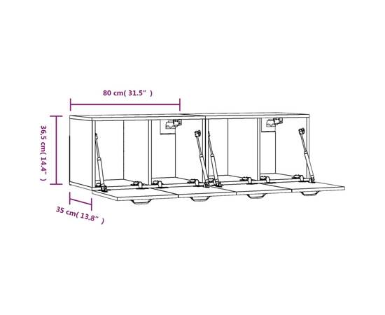 Dulapuri de perete 2 buc. alb extralucios 80x36,5x35 cm lemn, 8 image