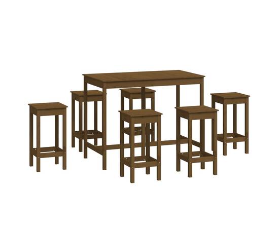 Set mobilier de bar, 7 piese, maro miere, lemn masiv de pin, 2 image