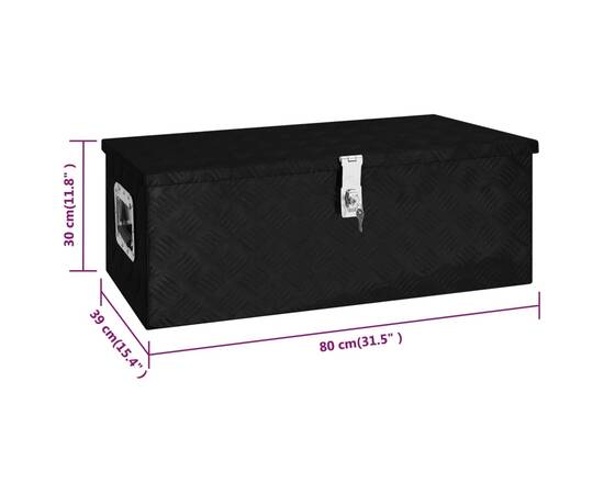 Cutie de depozitare, negru, 80x39x30 cm, aluminiu, 8 image