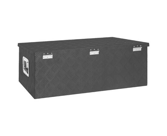 Cutie de depozitare, negru, 90x47x33,5 cm, aluminiu, 4 image