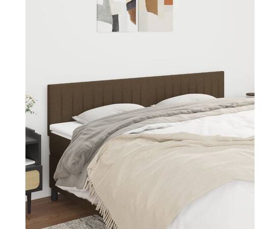 Tăblii de pat, 2 buc, maro închis, 90x5x78/88 cm, textil