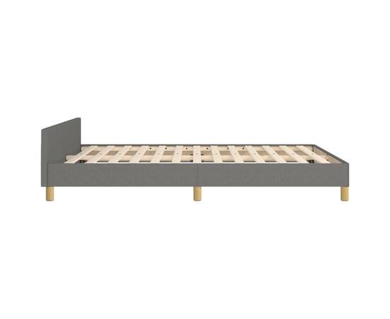 Cadru de pat cu tăblie, gri închis, 140x190 cm, textil, 6 image