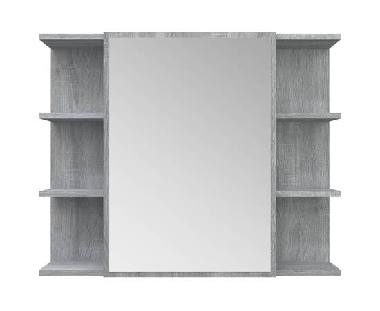 Dulap de baie cu oglindă gri sonoma 80x20,5x64 cm lemn compozit, 6 image