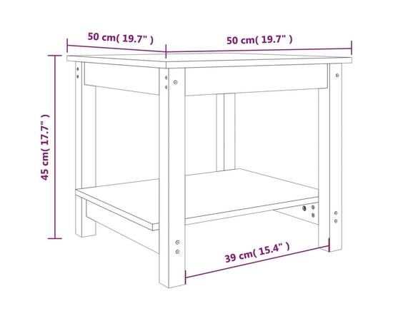 Măsuță de cafea, 50x50x45 cm, lemn masiv de pin, 7 image