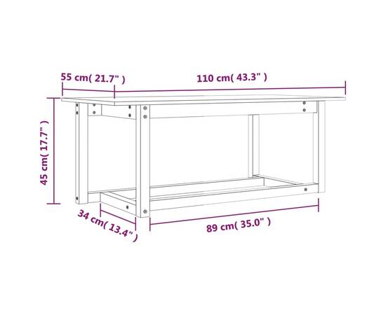 Măsuță de cafea, alb, 110x55x45 cm, lemn masiv de pin, 8 image