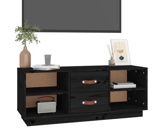 Comodă tv, negru, 100x34x40 cm, lemn masiv de pin, 4 image