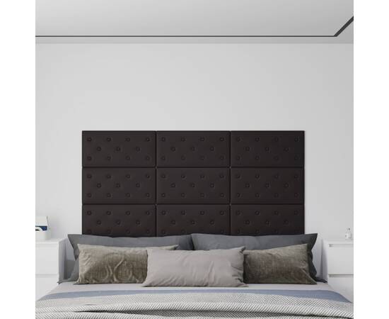 Panouri de perete 12 buc. negru 60x30 cm piele eco 2,16 m²