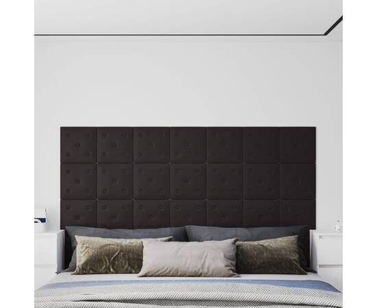 Panouri perete 12 buc. negru 30x30 cm piele ecologică 1,08 m²