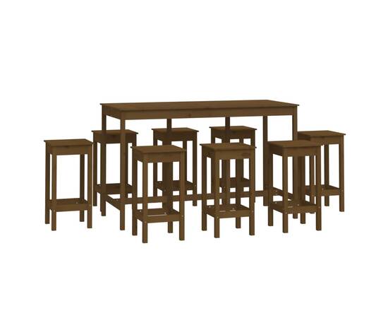 Set mobilier de bar, 9 piese, maro miere, lemn masiv de pin, 2 image