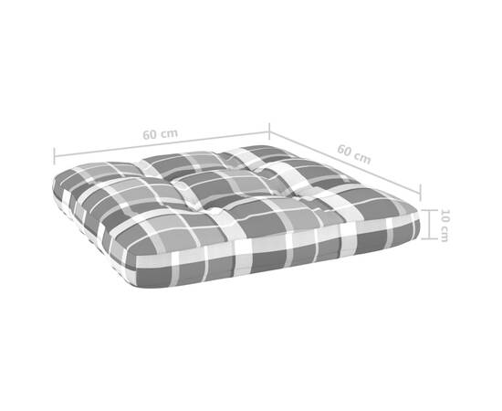 Perne de canapea din paleți, 2 buc., gri, model carouri, 11 image
