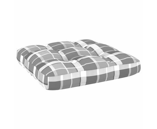 Perne de canapea din paleți, 2 buc., gri model carouri, 7 image