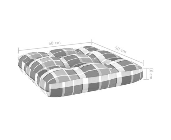Perne de canapea din paleți, 2 buc., gri model carouri, 11 image