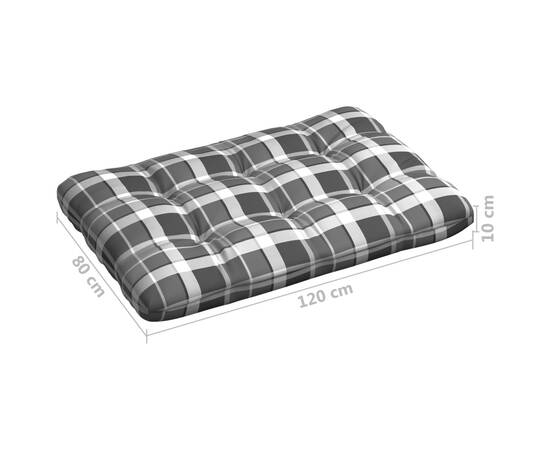Perne de canapea din paleți, 3 buc., gri, model carouri, 8 image