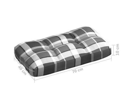 Perne de canapea din paleți, 3 buc., gri, model carouri, 10 image