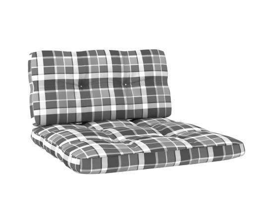 Perne pentru canapea din paleți, 2 buc., gri, model carouri, 2 image