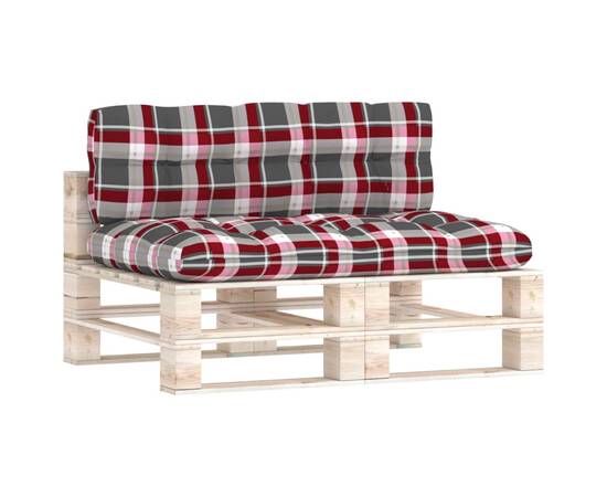 Perne pentru canapea din paleți, 2 buc., roșu model carouri, 2 image