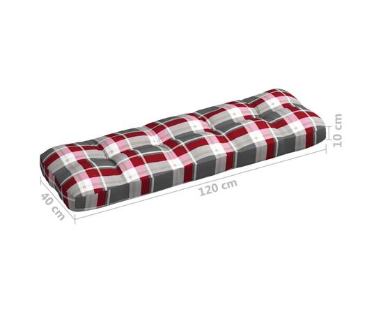 Perne pentru canapea din paleți, 2 buc., roșu model carouri, 8 image