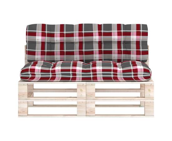 Perne pentru canapea din paleți, 2 buc., roșu model carouri, 3 image
