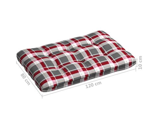Perne pentru canapea din paleți, 3 buc., roșu, model carouri, 8 image