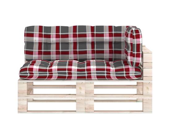 Perne pentru canapea din paleți, 3 buc., roșu, model carouri, 3 image
