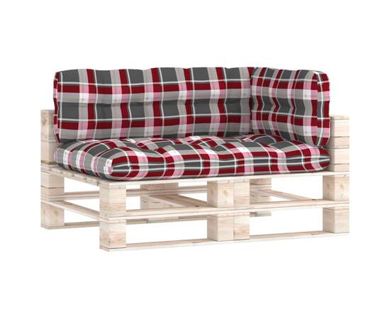 Perne pentru canapea din paleți, 3 buc., roșu, model carouri, 2 image