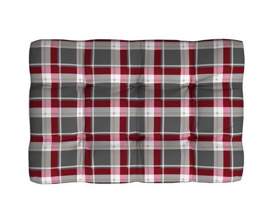Perne pentru canapea din paleți, 3 buc., roșu, model carouri, 4 image