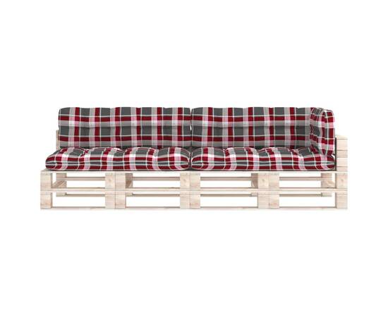 Perne pentru canapea din paleți, 5 buc., roșu, model carouri, 3 image