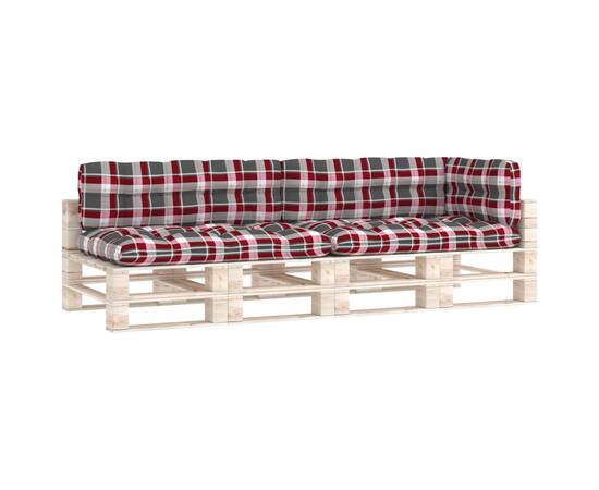 Perne pentru canapea din paleți, 5 buc., roșu, model carouri, 2 image
