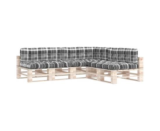 Perne pentru canapea din paleți, 7 buc., gri, model carouri, 2 image