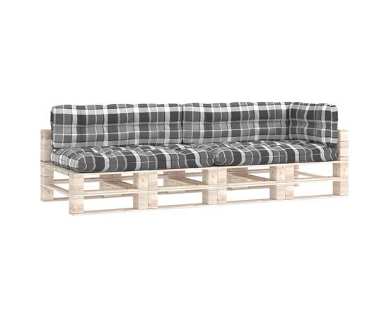 Perne pentru canapea din paleți 5 buc. gri, model carouri, 2 image
