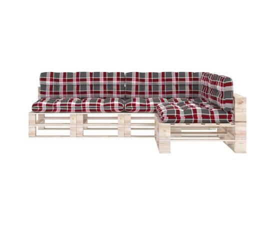 Perne pentru canapea din paleți 7 buc, roșu, model carouri, 3 image