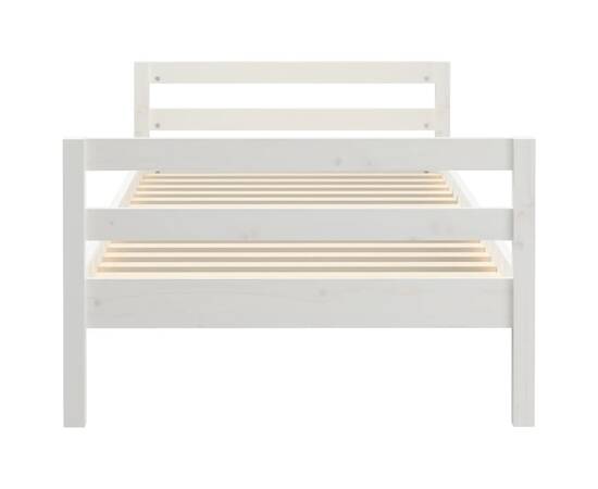 Cadru de pat, alb, 75x190 cm, lemn masiv de pin, 5 image