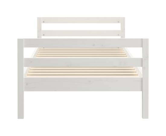 Cadru de pat, alb, 90x190 cm, lemn masiv de pin, 5 image