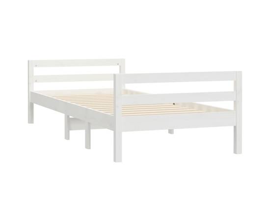 Cadru de pat, alb, 90x190 cm, lemn masiv de pin, 4 image