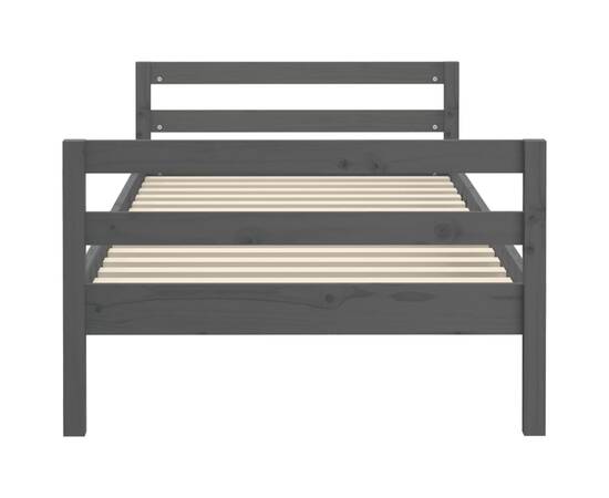Cadru de pat, gri, 90x190 cm, lemn masiv de pin, 5 image