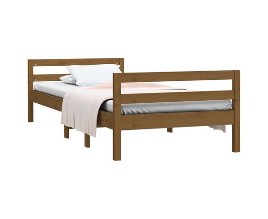 Cadru de pat, maro miere, 90x190 cm, lemn masiv de pin, 3 image