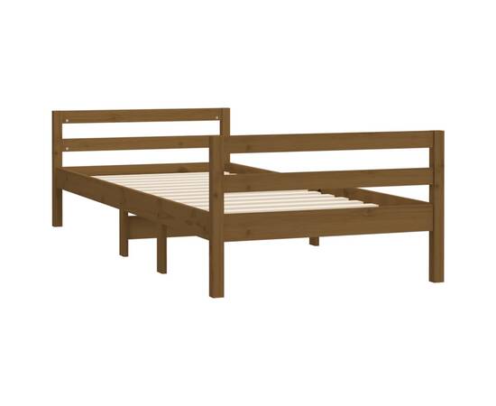 Cadru de pat, maro miere, 90x190 cm, lemn masiv de pin, 4 image