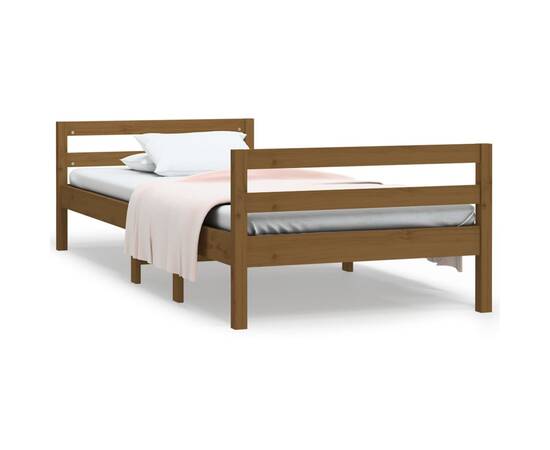 Cadru de pat, maro miere, 90x190 cm, lemn masiv de pin, 2 image