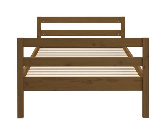 Cadru de pat, maro miere, 90x190 cm, lemn masiv de pin, 5 image